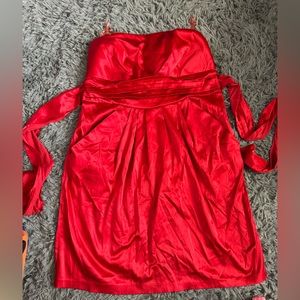 Red halter top dress with pockets